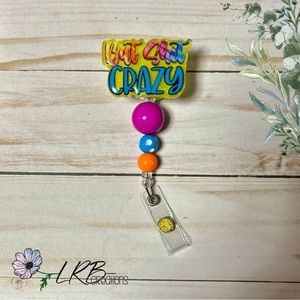 Bat Shit Crazy Retractable Badge Reel ~ Handmade, NEW